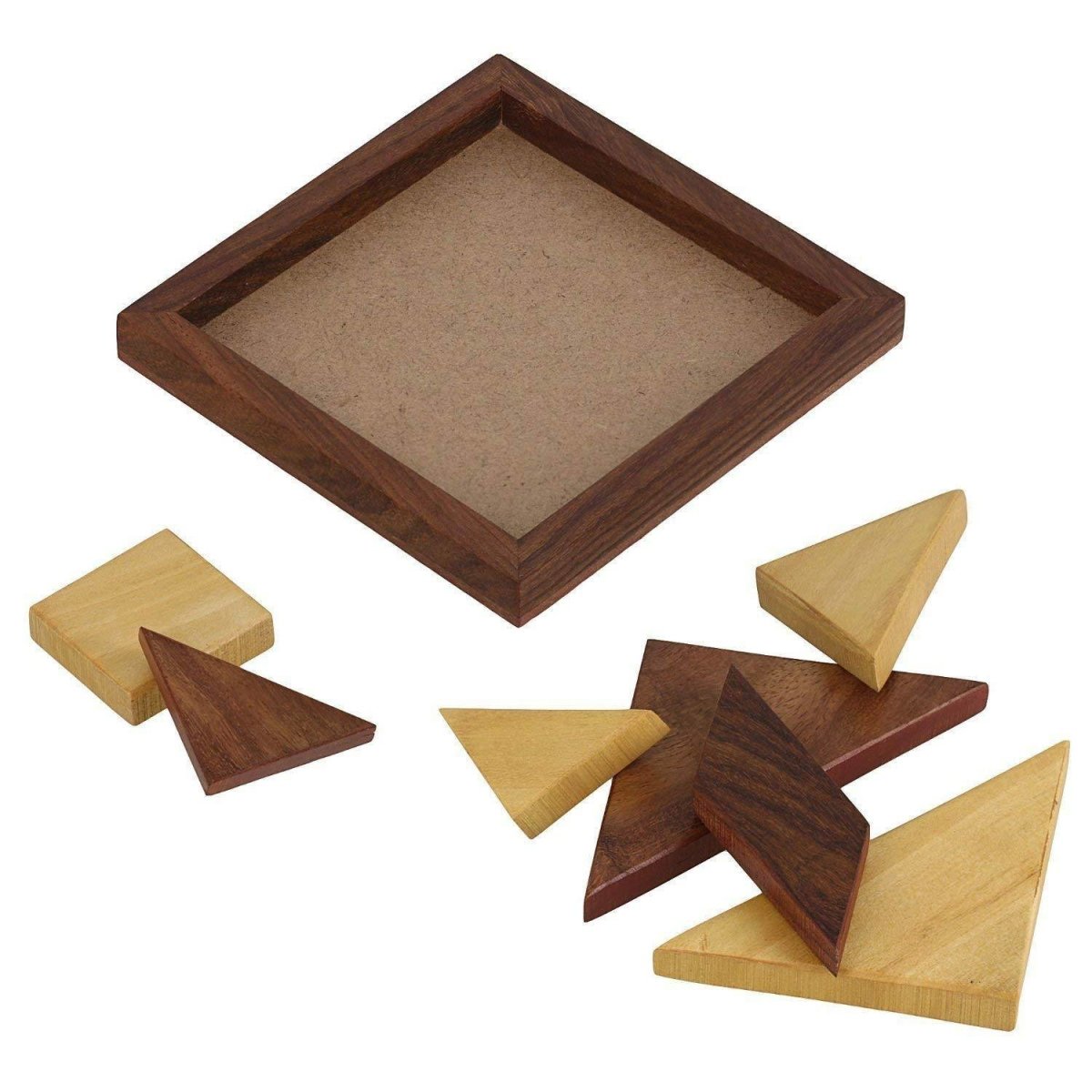 Handmade Wooden Tangram Puzzle | 7 - Piece Jigsaw Puzzle | Verified Sustainable by Brown Living™