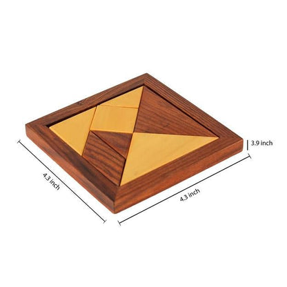 Handmade Wooden Tangram Puzzle | 7 - Piece Jigsaw Puzzle | Verified Sustainable by Brown Living™