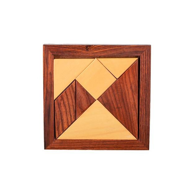 Handmade Wooden Tangram Puzzle | 7 - Piece Jigsaw Puzzle | Verified Sustainable by Brown Living™