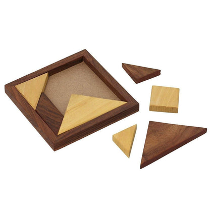 Handmade Wooden Tangram Puzzle | 7 - Piece Jigsaw Puzzle | Verified Sustainable by Brown Living™