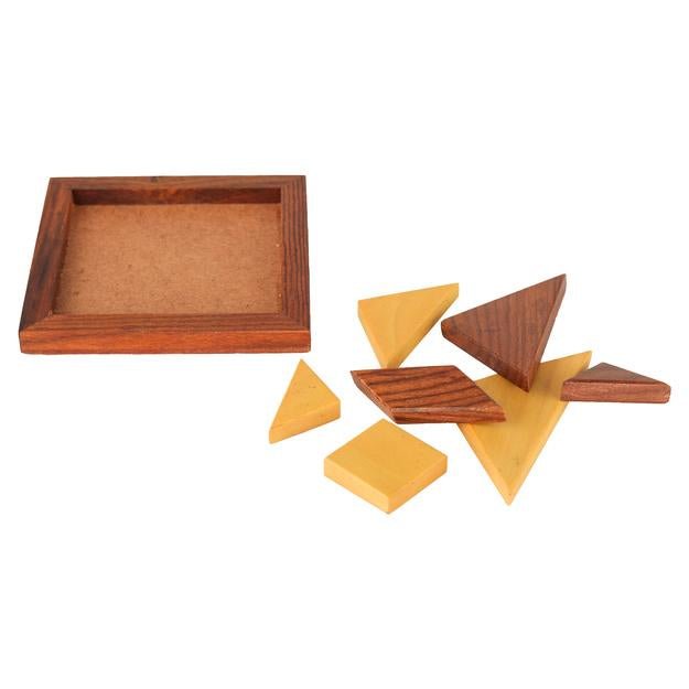 Handmade Wooden Tangram Puzzle | 7 - Piece Jigsaw Puzzle | Verified Sustainable by Brown Living™