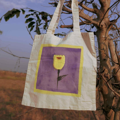 Handpainted Bell Flower Tote Bag | Verified Sustainable by Brown Living™