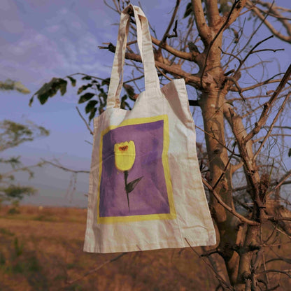 Handpainted Bell Flower Tote Bag | Verified Sustainable by Brown Living™