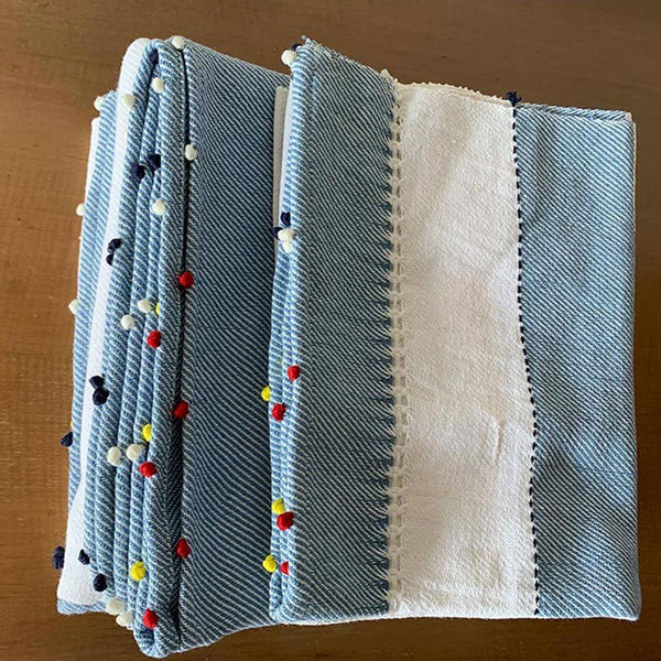 Buy Handspun Handwoven Super soft Bath Towel - Sky Blue and White Large - 76 x 36 inches | Shop Verified Sustainable Products on Brown Living