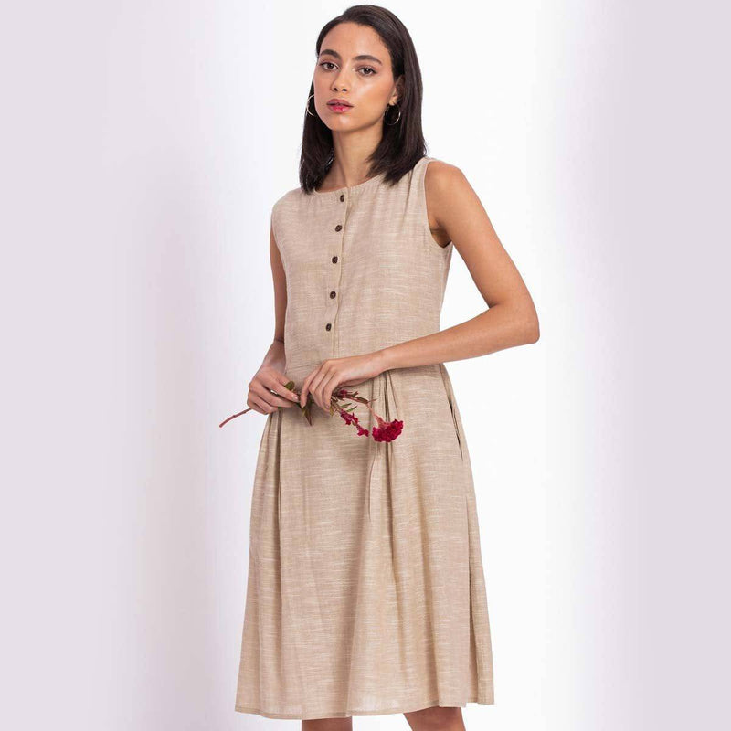 Handwoven Cotton Linen Midi Dress | Verified Sustainable by Brown Living™