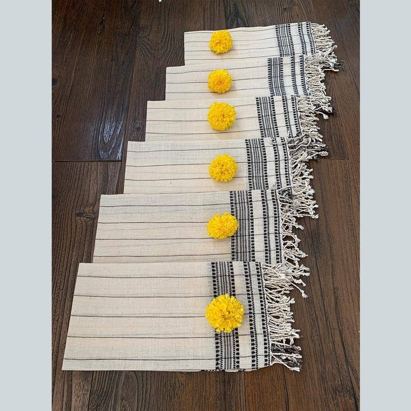 Buy Handwoven Sustainable Organic Napkins - Black and White - 20x20 inch - Set of 2 | Shop Verified Sustainable Products on Brown Living