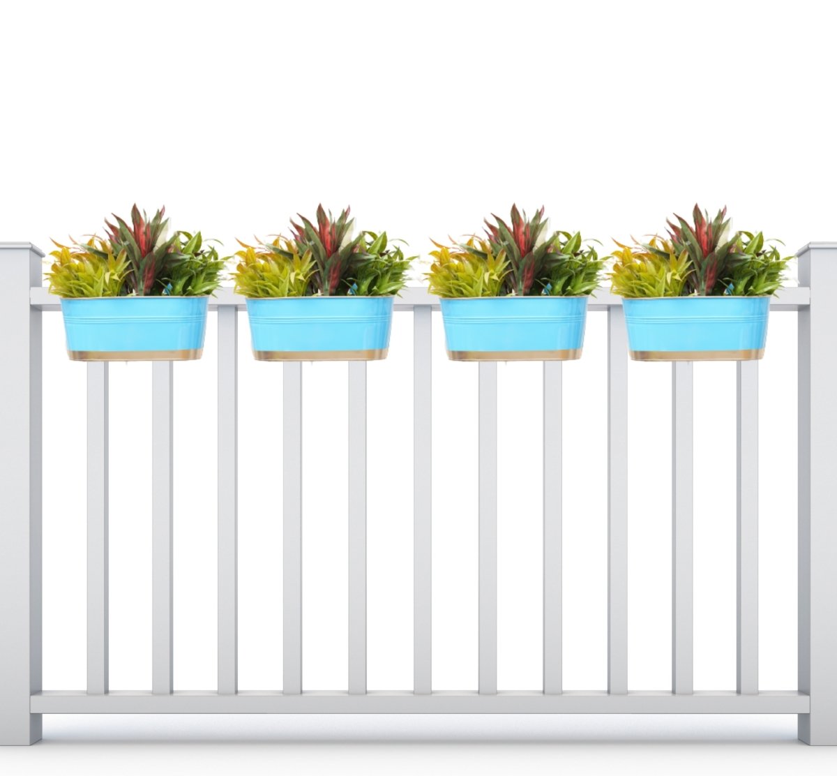 Hanging Pots For Plants Balcony Railing (Blue - Pack4) | Verified Sustainable by Brown Living™