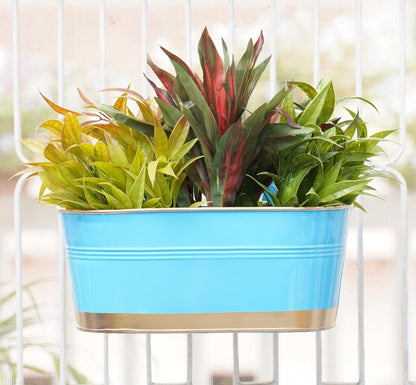 Hanging Pots For Plants Balcony Railing (Blue - Pack4) | Verified Sustainable by Brown Living™