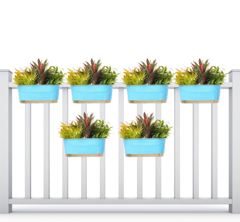 Buy Hanging Pots For Plants Balcony Railing (Blue - Pack6) | Shop Verified Sustainable Products on Brown Living