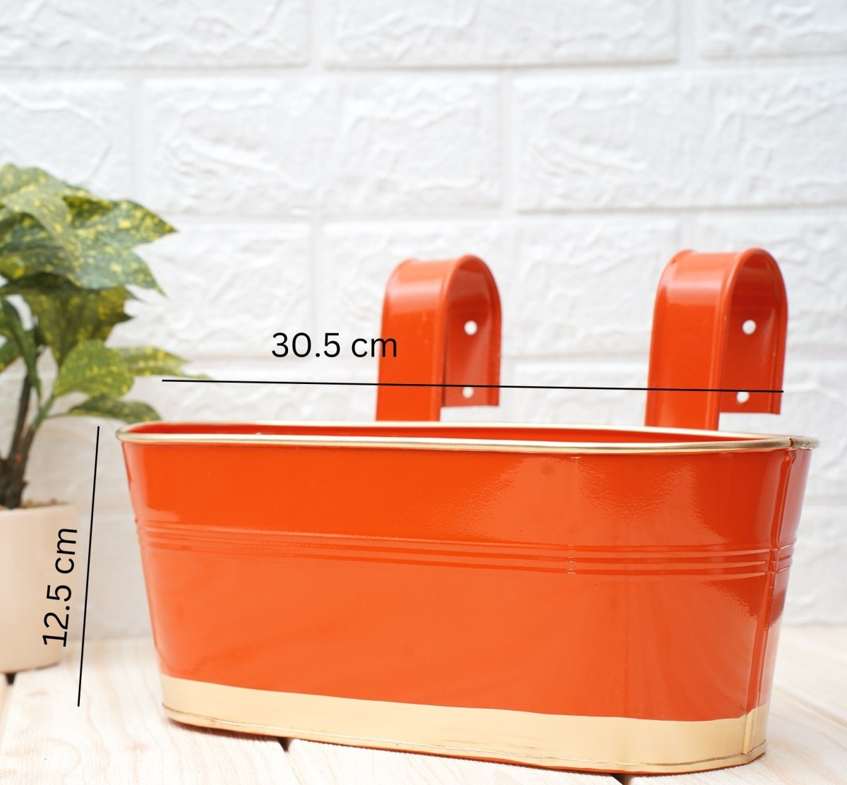 Hanging Pots For Plants Balcony Railing (Orange - Pack4) | Verified Sustainable by Brown Living™