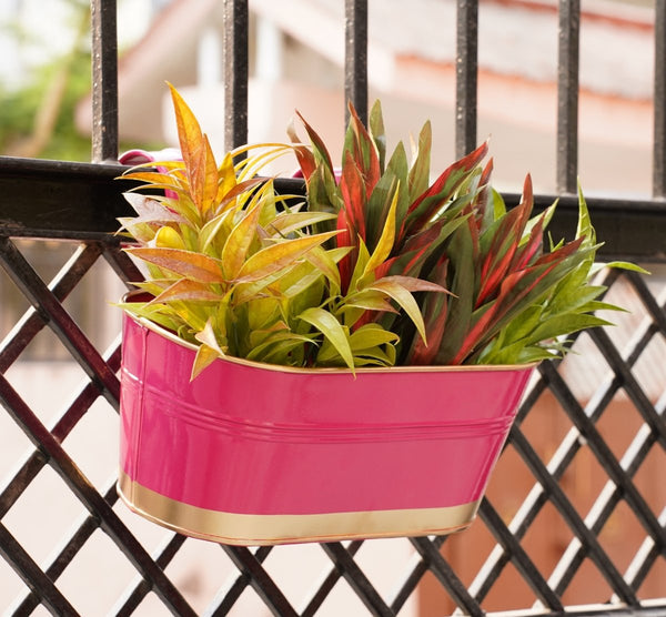 Buy Hanging Pots For Plants Balcony Railing (Pink - Pack4) | Shop Verified Sustainable Products on Brown Living