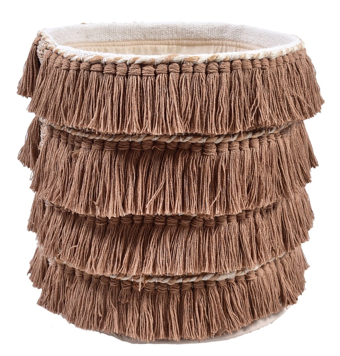 Harmony Fringe Jute and Cotton Basket | Verified Sustainable by Brown Living™