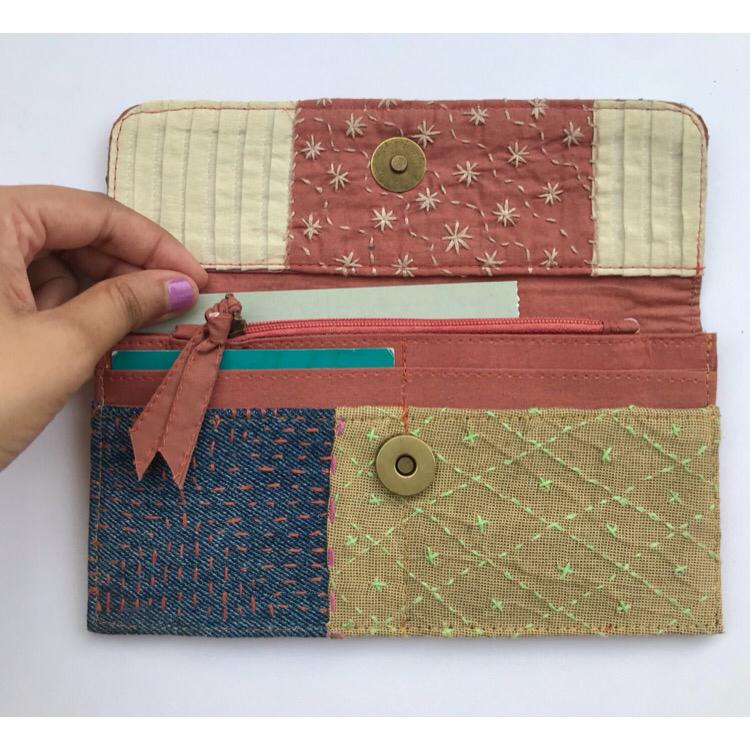 Harmony' Sashiko Wallet | Verified Sustainable by Brown Living™