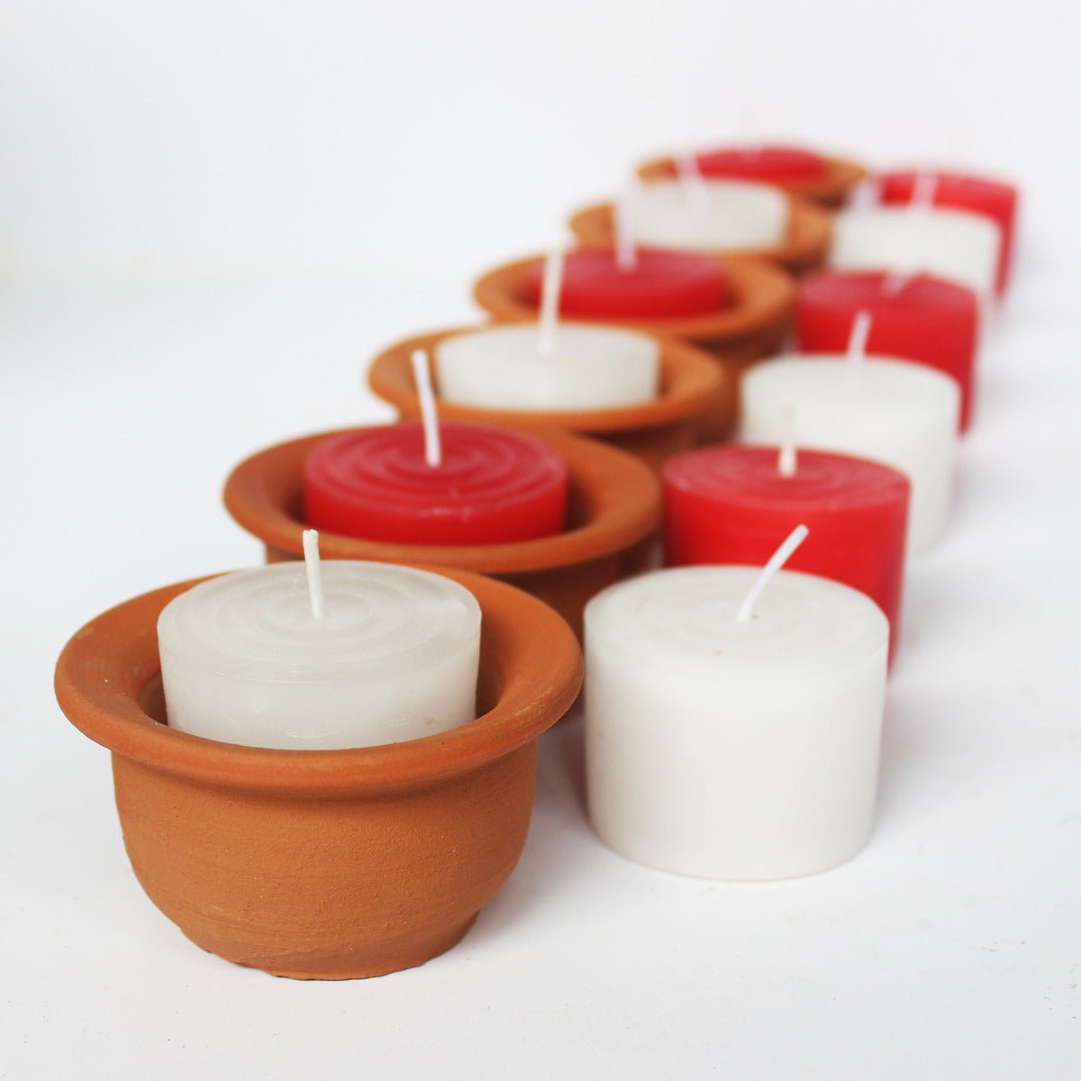 Hat Pot Candle Holder - Set Of 6 with Pillar Soywax Candles | Verified Sustainable by Brown Living™