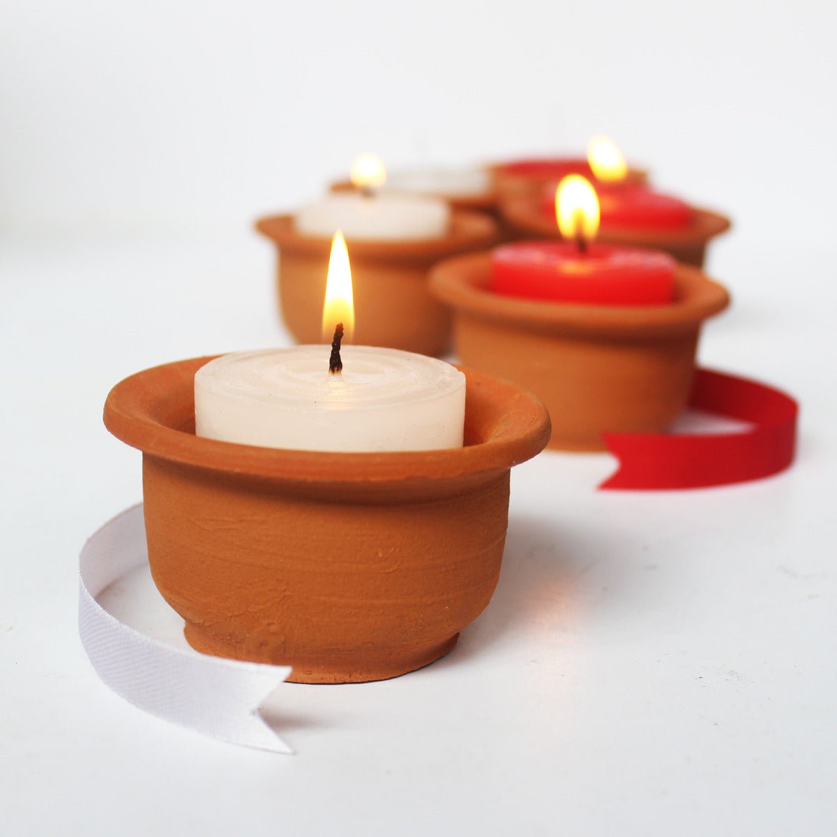 Hat Pot Candle Holder - Set Of 6 with Pillar Soywax Candles | Verified Sustainable by Brown Living™