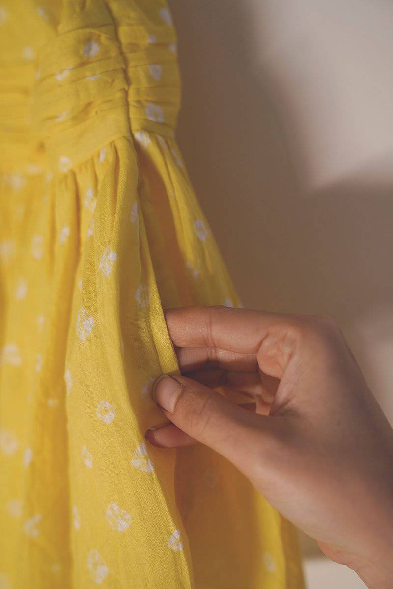 Buy Head Over Heels' One Shoulder Bandhani Girls Dress In Yellow | Shop Verified Sustainable Products on Brown Living