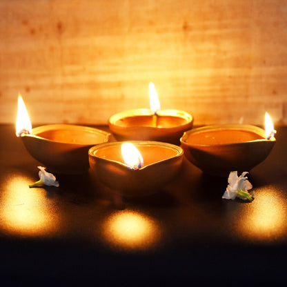 Heart Shape Diwali Diya - Set of 12 Diyas & Cotton Wicks | Verified Sustainable by Brown Living™