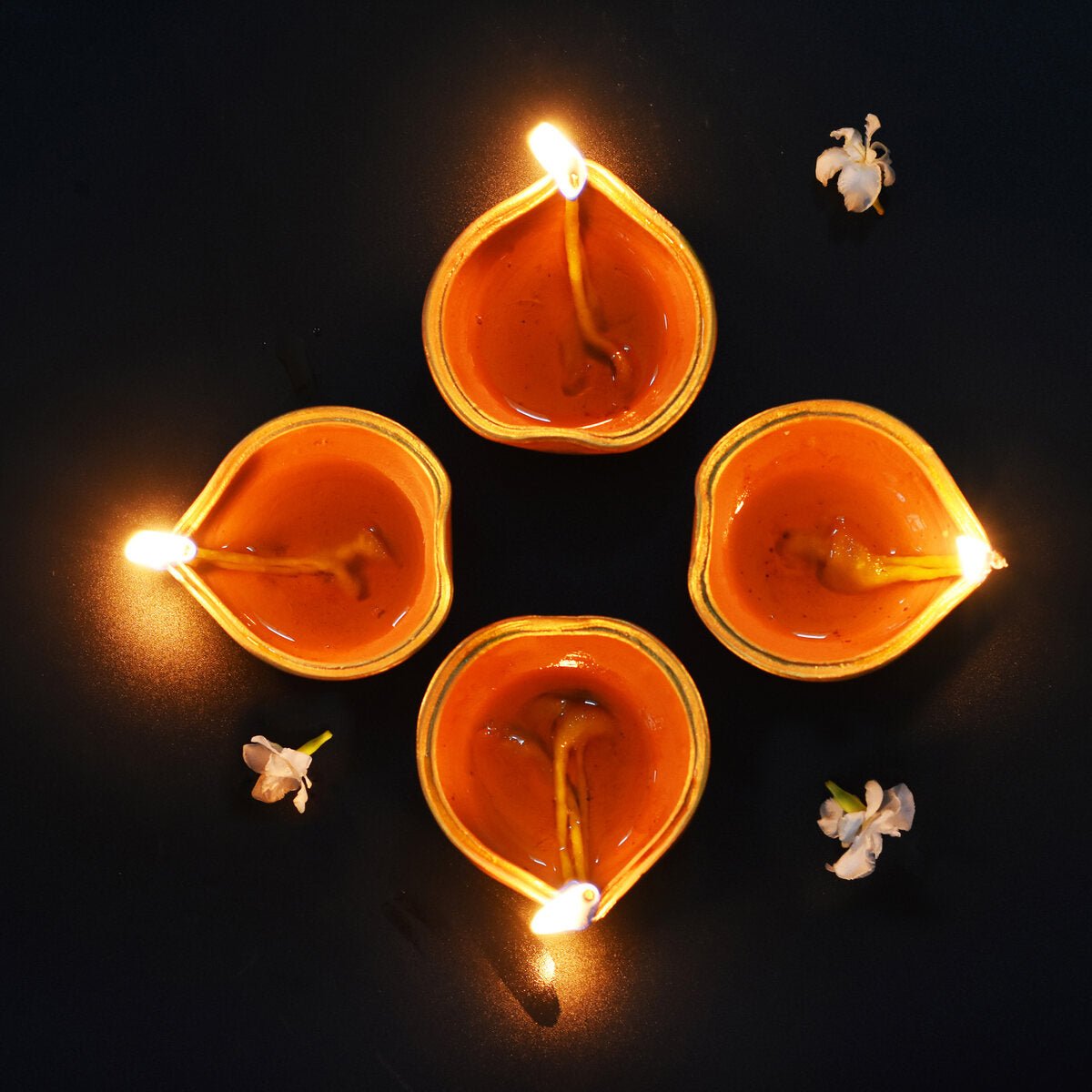 Heart Shape Diwali Diya - Set of 12 Diyas & Cotton Wicks | Verified Sustainable by Brown Living™