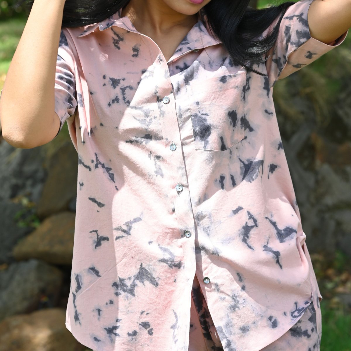 Heather Short Sleeve Pink Shirt | Verified Sustainable by Brown Living™