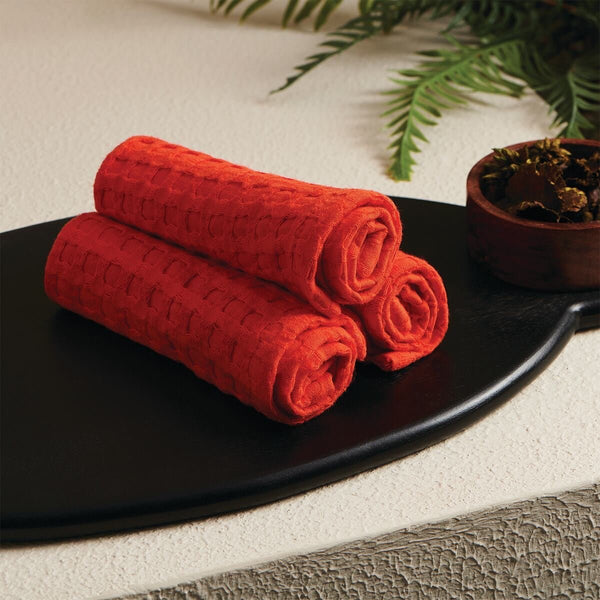 Heliconia Textured Waffle Face Towel | Verified Sustainable Bath Linens on Brown Living™