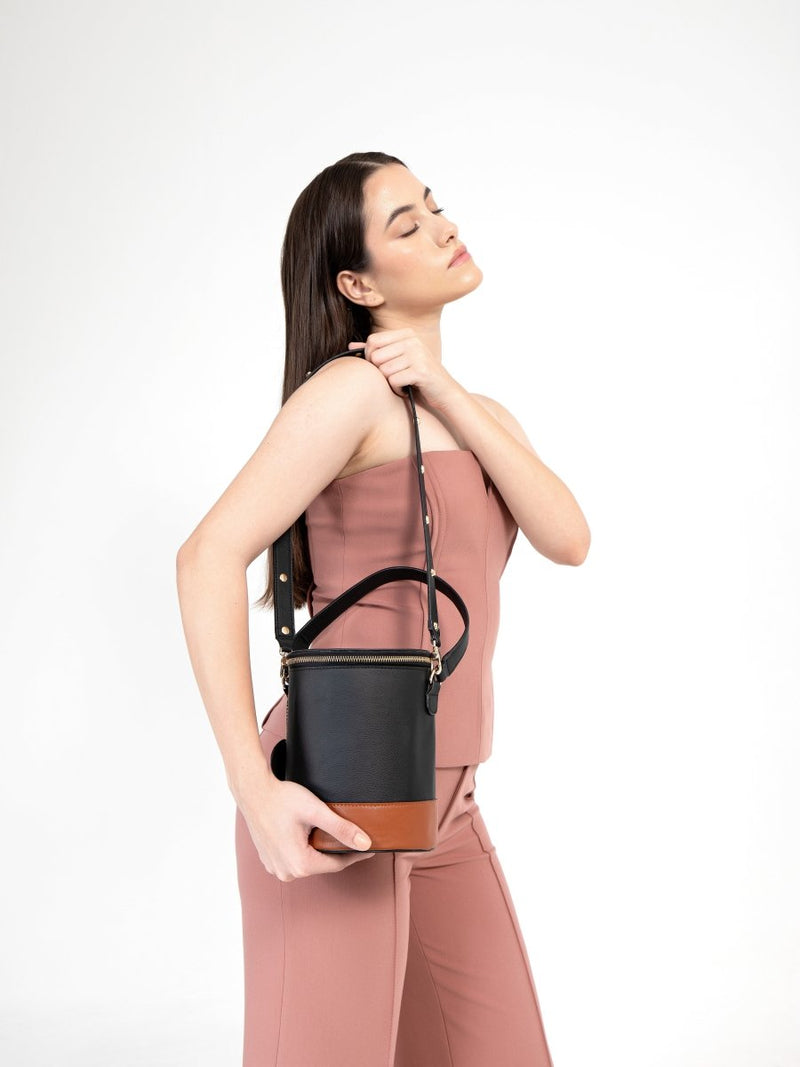 Buy Hemera (Black & Gingerbread) | Women's bag made with Apple Leather | Shop Verified Sustainable Products on Brown Living