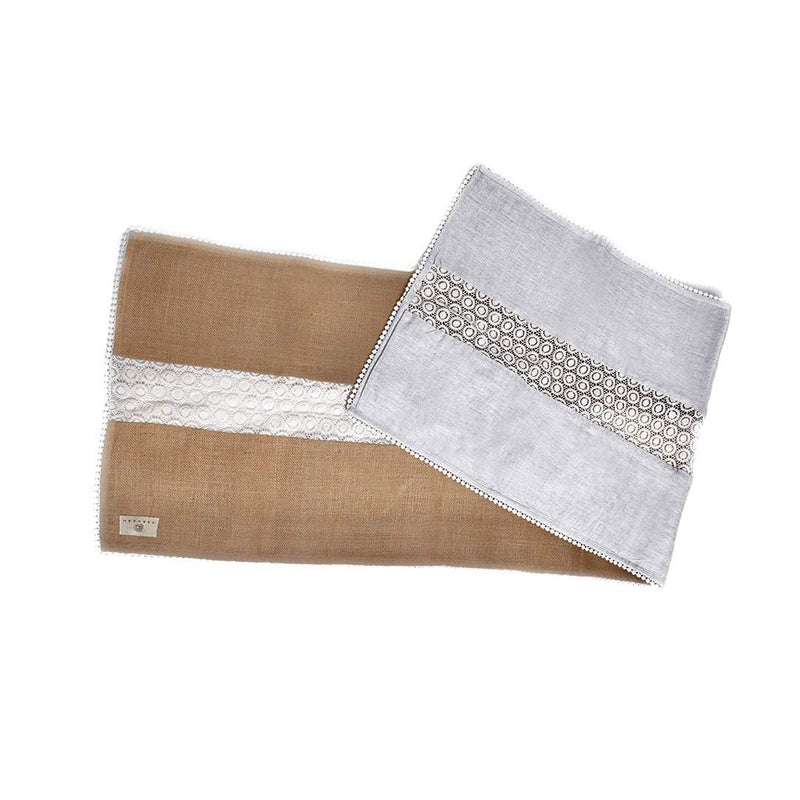 Buy Hemp and Jute Reversible Table Runner with Lace detailing | Shop Verified Sustainable Table Linens on Brown Living™