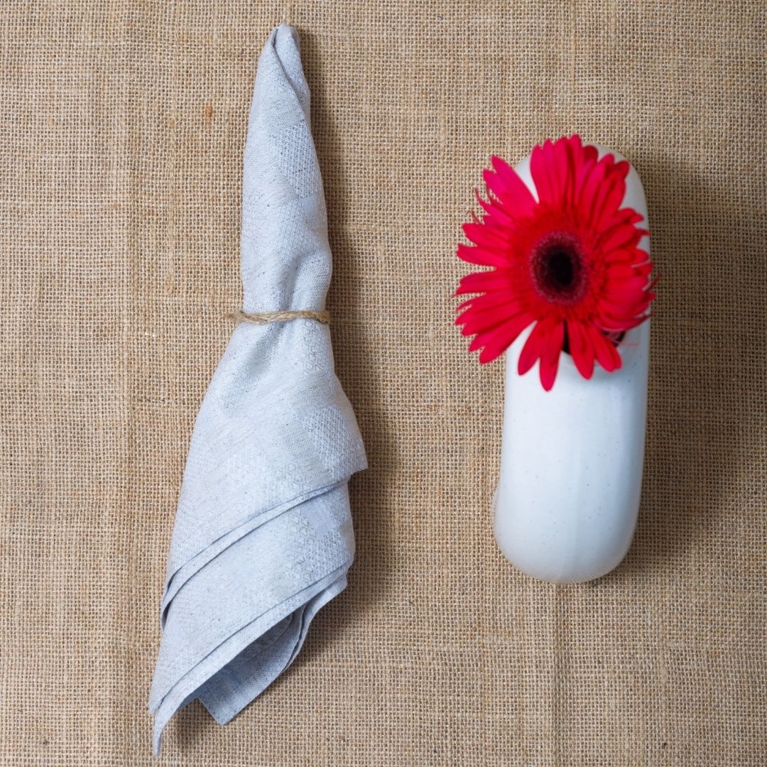 Hemp Cotton Dinner Napkins | Jacquard weave| Set of 2/4/6 – Table Linens by Pravaah India available on Brown Living™. Set of 2 . SKU: PRA034NP02. Img 3.