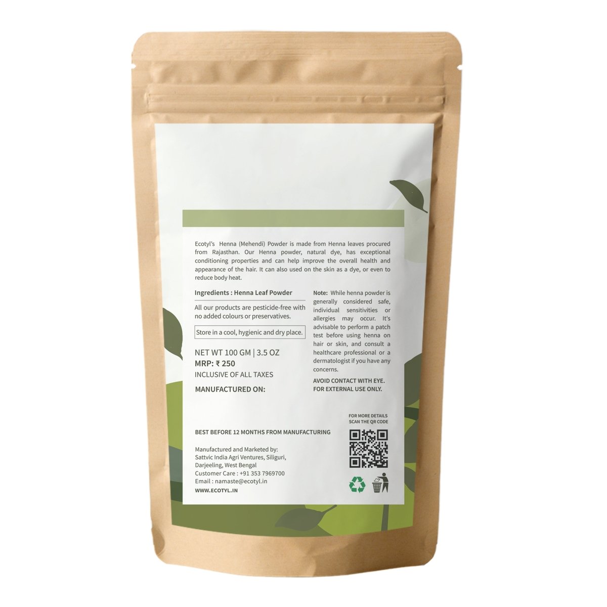 Henna Powder | Natural Hair Dye | Hair Strengthening | 100g | Verified Sustainable by Brown Living™