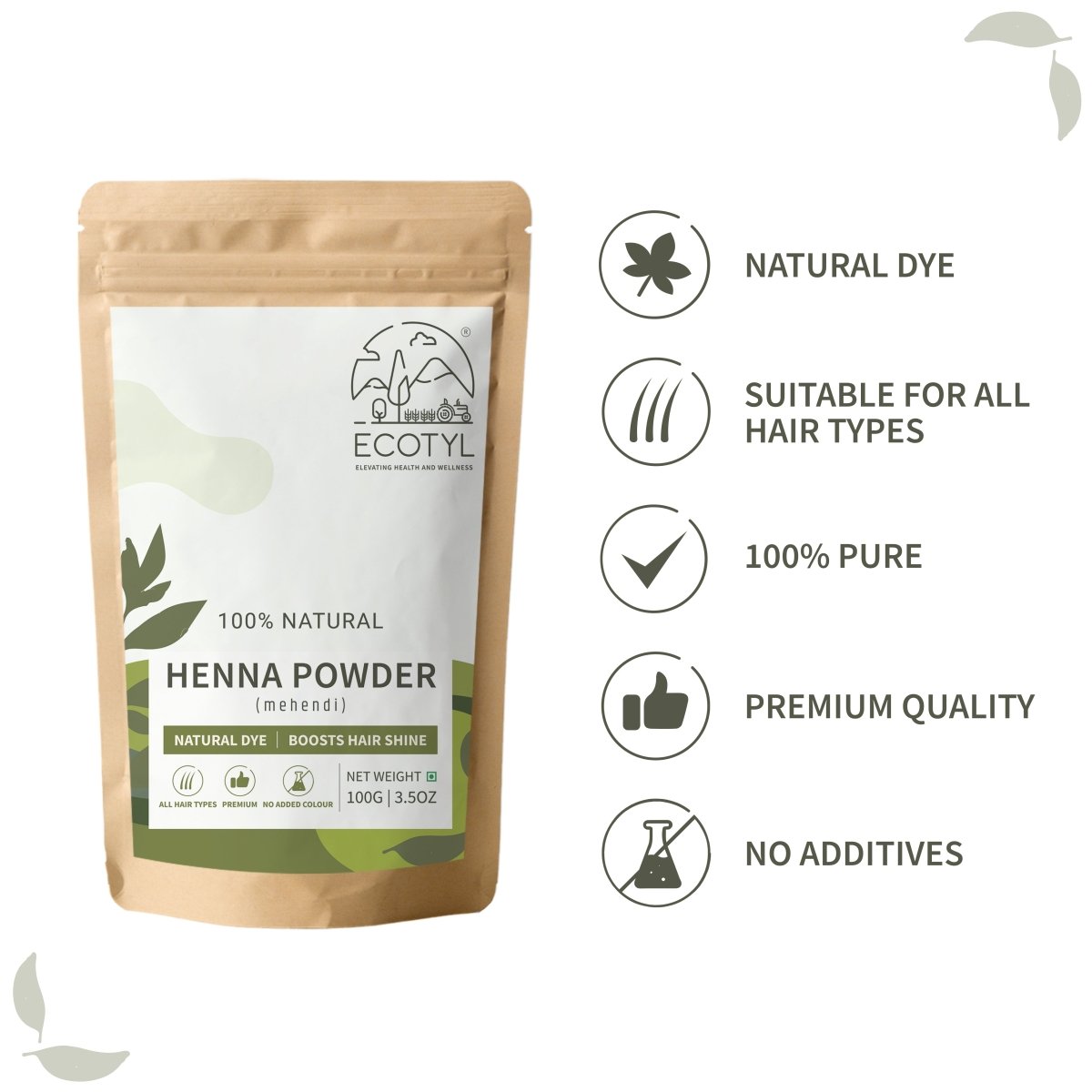 Henna Powder | Natural Hair Dye | Hair Strengthening | 100g | Verified Sustainable by Brown Living™