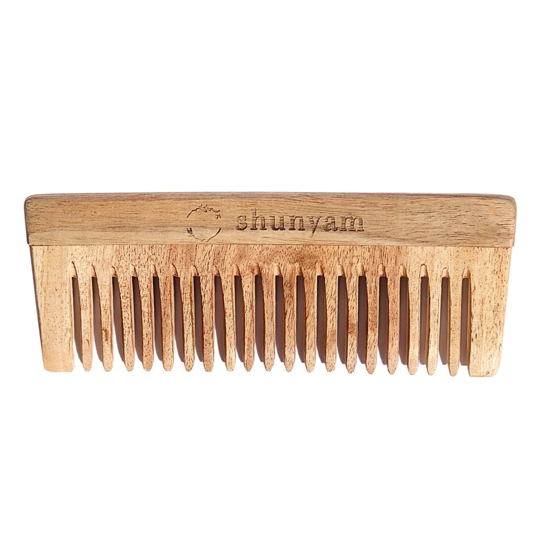 Herb oil infused Neem Comb Pack of 2 (Dual Teeth and Detangler Comb) | Verified Sustainable by Brown Living™