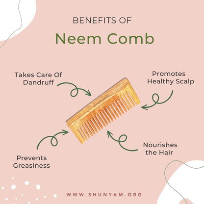 Herb oil infused Neem Comb Pack of 2 (Dual Teeth and Detangler Comb) | Verified Sustainable by Brown Living™