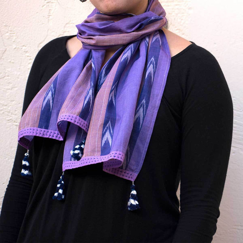 Buy Herb Stripes Ikat Neck Scarf/Hair Scarf | Shop Verified Sustainable Products on Brown Living