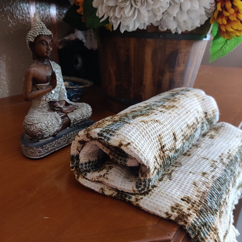 Buy Herbal Towel - 01 Olive green and Off-white | Shop Verified Sustainable Products on Brown Living