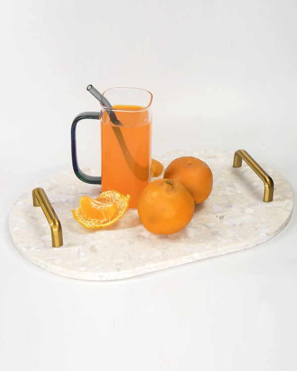 Heron Serving Tray- Recycled Marble Centerpiece | Verified Sustainable Trays & Platters on Brown Living™