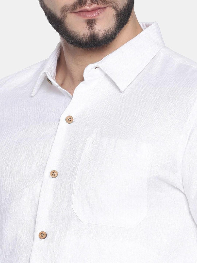 Buy Herringbone White - Slim Fit Hemp Formal Shirt | Shop Verified Sustainable Products on Brown Living