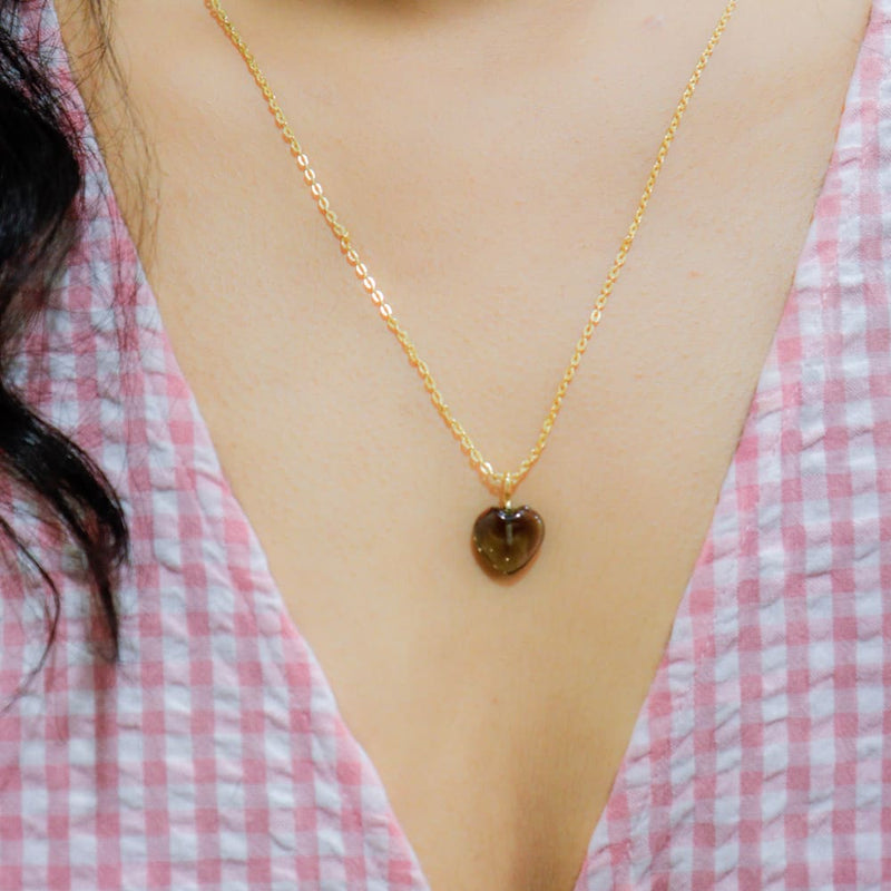 Hessonite Stone Pendant with Golden Chain | Verified Sustainable Womens Necklaces on Brown Living™