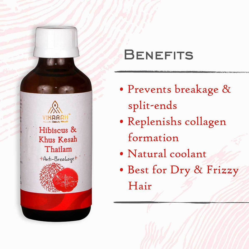 Buy Hibiscus and Khus Kesah Thailam - Anti-breakage Hair Oil - 100ml | Shop Verified Sustainable Hair Oil on Brown Living™