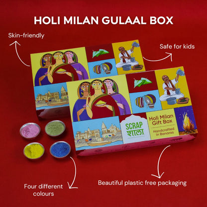 Holi Milan Box | Four Packs of Natural Gulaal | Safe for Kids | Handmade in Banaras | Verified Sustainable by Brown Living™