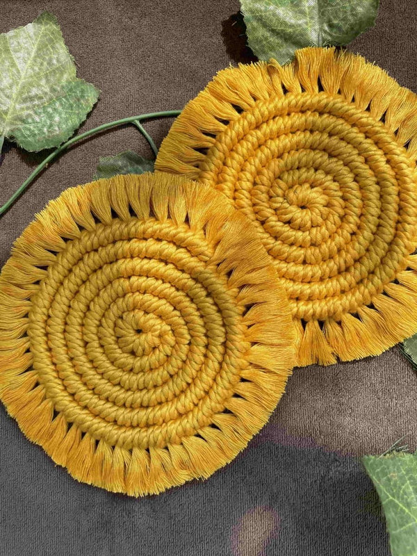 Buy Honey Comb Yellow Spiral Coaster set of 2 | Shop Verified Sustainable Table Essentials on Brown Living™