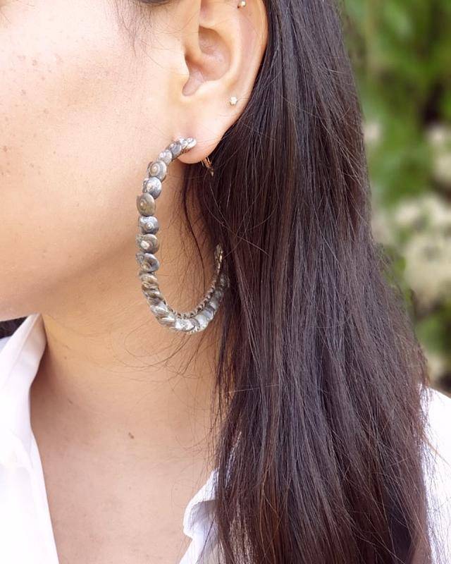 Buy Hoop Charcoal Earring | Shop Verified Sustainable Products on Brown Living