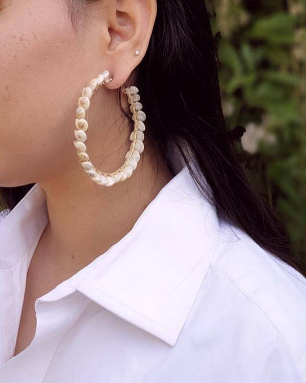 Buy Hoop Milky White Earring | Shop Verified Sustainable Products on Brown Living