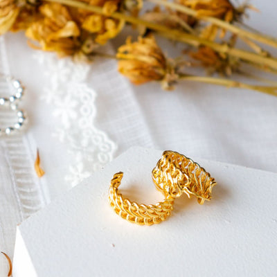 Hoops - Gold Plated Brass Metal Earrings – Womens Earrings on Brown Living™. SKU: OEP449. Img 1.