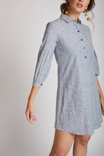 Horizon Legomutton Shirt Dress Blue Melange | Verified Sustainable by Brown Living™