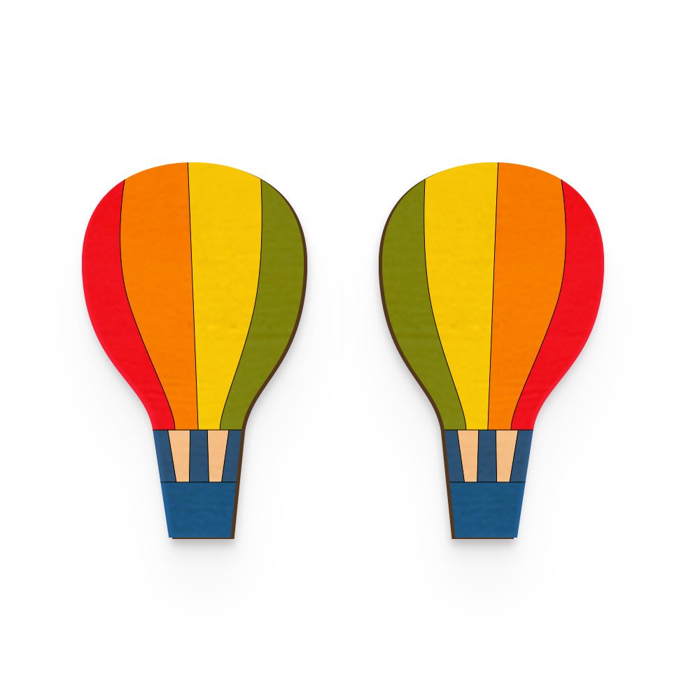 Hot Air Balloon Hand Painted Wooden Earring | Verified Sustainable by Brown Living™