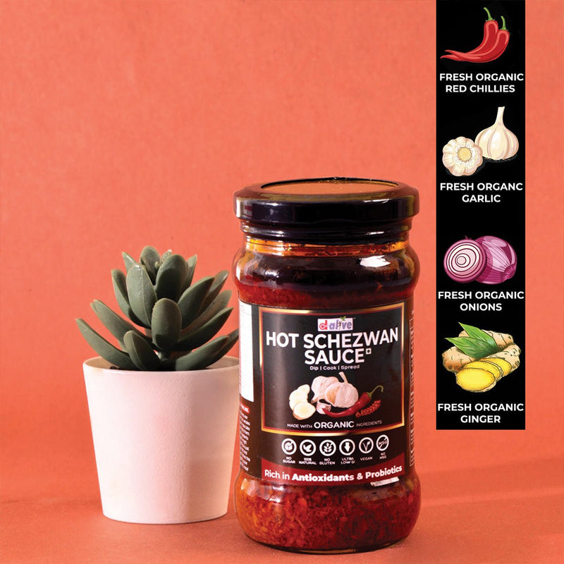 Buy Hot Schezwan Sauce- 280g | Made with Organic Ingredients | Sugar-Free | Gluten-Free, Low Carb, Ultra Low GI, Vegan, Diabetes & Keto Friendly | Shop Verified Sustainable Products on Brown Living