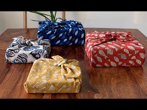 Furoshiki Fabric Gift Wraps  in 100% cotton - Assorted Set of 3