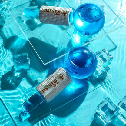 Ice Globes Facial Tool with FREE Gold Beauty Elixir Oil & Vitamin C Serum – Face Oil by Natural Vibes available on Brown Living™. . SKU: 063 - 11075 - NV_ice_globes_oil_serum. Img 1.