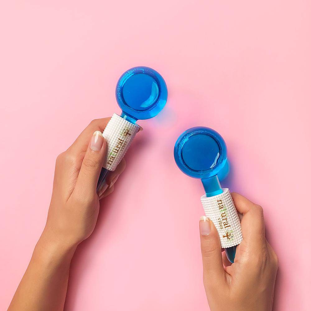 Ice Globes Facial Tool with FREE Gold Beauty Elixir Oil & Vitamin C Serum – Face Oil by Natural Vibes available on Brown Living™. . SKU: 063 - 11075 - NV_ice_globes_oil_serum. Img 3.