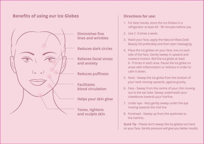 Ice Globes Facial Tool with FREE Gold Beauty Elixir Oil & Vitamin C Serum – Face Oil by Natural Vibes available on Brown Living™. . SKU: 063 - 11075 - NV_ice_globes_oil_serum. Img 5.