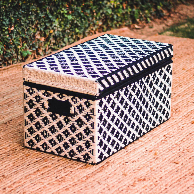 Buy Ikkat Black & White Cotton Trunk | Shop Verified Sustainable Products on Brown Living